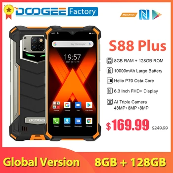 Globálne DOOGEE S88 Plus IP68/IP69K Robustný Mobilný Telefón 10000mAh 8GB 128GB Android 10 Smartphone Heliograf P70 Octa-Core Telefóny
