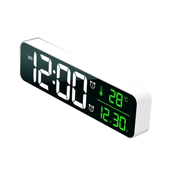 2X Módne Obývacia Izba Digitálneho Displeja LED Digitálne Perpetual Calendar Clock Svetelný Tichý Elektronický Budík Biela