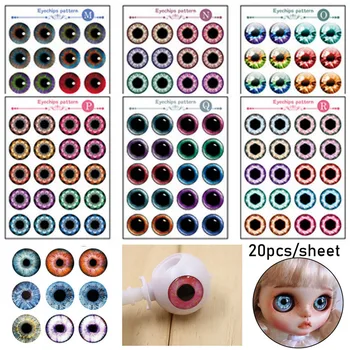 20 Ks Papiera Doll Eyes Čipy 14 mm Tenké Transparentné Sklenené Oko Samolepky pre DIY bábika Buľvy Prispôsobené Deti Hračky, Príslušenstvo