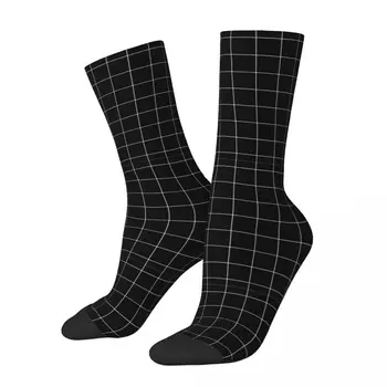 Radi Vtipné pánske kompresné Ponožky Čierne Štvorcové Dlaždice Retro Harajuku Námestie Street Style Novinka Vzor Posádky Blázon Ponožka