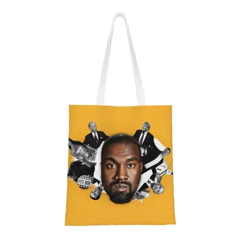 Vtipné Kanye West Meme Potraviny Nákupné Tašky Vlastné Tlač Plátno Shopper Ramenný Tote Bag Rapper Hudobný Producent Kabelka