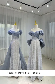 Večerné Šaty S Odnímateľnou Sukne Lesklé Off-ramenný Lištovanie Crystal Morská víla Formálne Šaty Pre Ženy 2023 Elegantné Šaty YE55