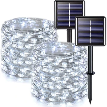 12m 100LED / 5M 50 LED Solárne String Rozprávkových Svetiel Nepremokavé Vonkajší Veniec Solárne Lampy Vianoce pre Záhradné Dekorácie
