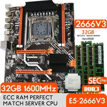 Atermiter DDR3 Turbo základná Doska Combo Kit Set XEON E5 2666 V3 LGA 2011-3 CPU 4pcs X 8 =32 GB 1600MHz DDR3 Pamäť ECC REG Ram