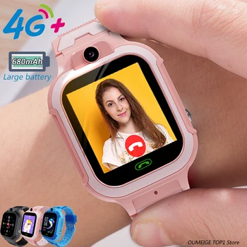 Deti 4G Smart Hodinky Chlapci LBS SIM SOS Video Hovor Pripojený Sledovať Dieťa Fotoaparát Vodotesný Budík Smartwatch Dievčatá Darček 2023