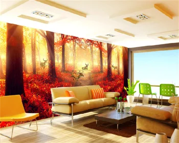 Vlastné tapetu red deer scenériou lesa atmosférických módne high-end obývacia izba, spálňa, TV, gauč pozadí nástennú maľbu tapety