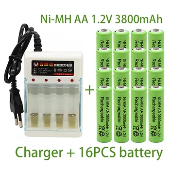 Nové AA 1.2 V 3800mAh batérie Ni-MH dobíjacie batérie Hračka na Diaľkové ovládanie Nabíjateľné Batérie AA 1.2 V, batéria+Nabíjačka