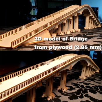 3D Puzzle Laserom Rezané Súbory 3D model Most z preglejky (2.85 mm) Vektor SVG Súbor DXF pre CNC Rezanie Laserom RDWorks&lightburn