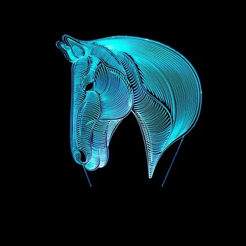 3D vizuálne kôň hlavu Led lampa Multi-farebné Akrylové Svetlo Kreatívny darček bytového zariadenia 7 zmena farby
