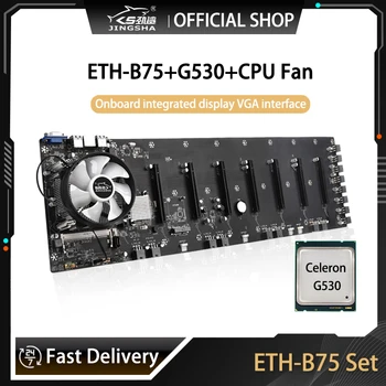 JINGSHA Nové ETH-B75 Ťažba Doske B75 8PCI-E 65MM Doske DDR3 Pamäť Ram S G530 CPU A Ventilátor LGA 1155 Mail Mobo