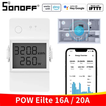 SONOFF POW Eilte 16A/20A Napájania Smart Switch POWR316D POWER320D Smart Power Meter Switch s Power Monitor, WIFi Prepínač