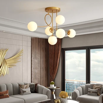 Moderný Štýl LED Lustre Pre Obývacej Izby, Spálne, Jedálne, Kuchyne, Nordic Dizajn Strop Prívesok Lampa sklenenú Guľu E27 Svetlo