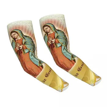Chladenie panny Márie Fatimskej Panny Márie Rameno Rukávy Muži Ženy Katolíckej Mexiko Športové Kompresie Tetovanie zakryť pre Futbal