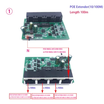 1+3Port modul POE Extender, IEEE 802.3 af/na PoE+ Štandardná, 10/100Mbps, POE Repeater 100-500 m(328 ft), Extender modul