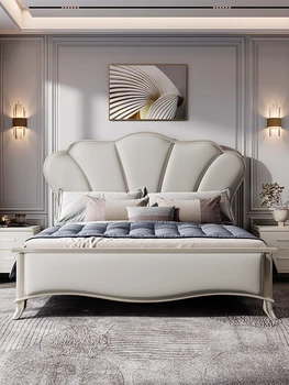 Luxusné Americký štýl posteľ, 1.8 m double majster posteľ, moderný, jednoduchý a high-end talianske kožené postele