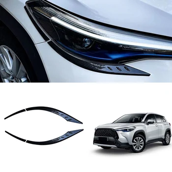 Carbon Fiber Predné Svetlomety Obočie, očné Viečka Kryt Rias Vedúci Svetlo Lampy Nálepky na Toyota Corolla Kríž 2021 2022