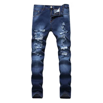 2023 jar Mužov Úsek Chudá Denim Roztrhané Džínsy Kvality Mužov Klasické Luxusné Značky Blue Denim Nohavice Mužov Ulici Slim Fit Jeans