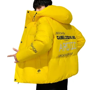 Muži Harajuku Farebné Bubliny Kabát Zimná Bunda 2022 Mens Streetwear Hip Hop Vetrovka Kórejský Žlté, Čierne Šaty Puffer Bundy