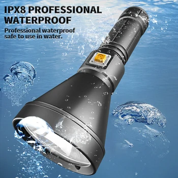 Super jasné Potápačská Baterka IP68 najvyššie vodotesný hodnotenie Profesionálne potápačské svetlo Napájané 26650 batérie S rukou lana