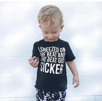 Som Sneezed na Rytmus a Rytmus Dostal Nemocnější List Tlač detské Tričko Baby Boy Batoľa Roztomilý Grafické T-shirt Oblečenie