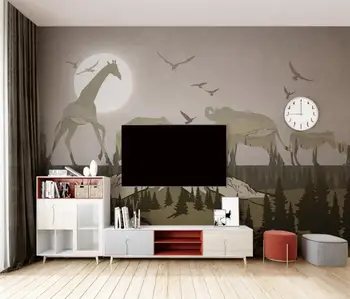 Vlastné abstraktných de parede 3D Nordic lesné zvieratá nástenná maľba tapety pre obývacia izba dekor, TV joj, stenu, tapety na steny, 3 d