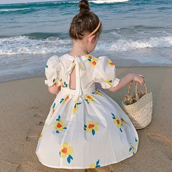 Dievčatá Šaty Malé Čerstvé Kvetiny Okolo Princezná Letné detské Oblečenie