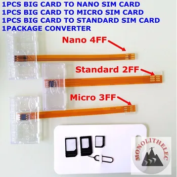 veľké smartcard converter nano sim kartu usim kartu mikro sim, kartu štandardná sim karta usim 2FF 3FF 4FF adaptér konvertor