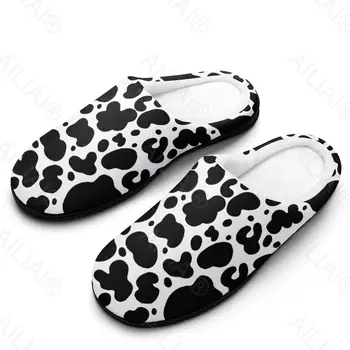 Krava Tlače (5) Sandále Plyšové Bežné Udržať Teplé Topánky Mens Tepelnej Dámske Papuče Musí Anime Deti