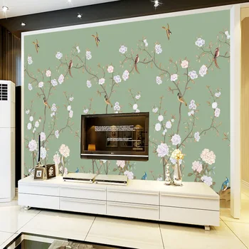 beibehang abstraktných de parede TV tapetu pozadia moderná obývacia izba 3d ručne maľované Čínsky tapety kvety magnólie