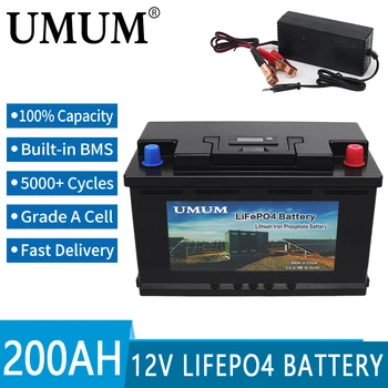 12V 100Ah 200Ah LiFePO4 Batérie, Vstavané BMS Lítium Železa Fosfát Buniek 5000+ Hlboké Cykly Pre Solárny Systém na Ukladanie Golf Košíka