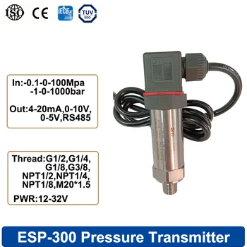 Snímač tlaku Rozsah -0.1-0-100MPa Výstup 4-20mA 0-10V RS485 Pre Nádrž na Vodu, Olej, Plyn G1/4 G1/2 Niť Tlak Vysielač