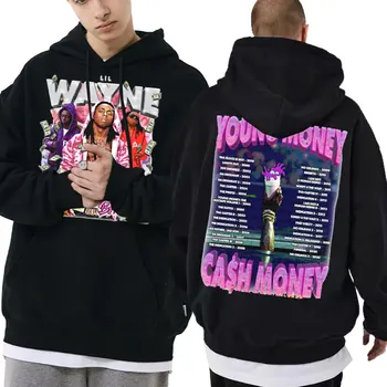 Rapper Lil Wayne Mladých Peniaze Gash Momny Grafickým Kapucňou Muž Vintage Módy V Pohode Streetwear Muži Ženy Čierna Mikina Nadrozmerné