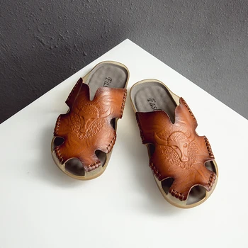 Letné ležérne pánske topánky 2023 nové kvalitné vysoko kvalitné hovädzie kože ručne vyrábané kožené sandále vonkajšie pláži byt sandále