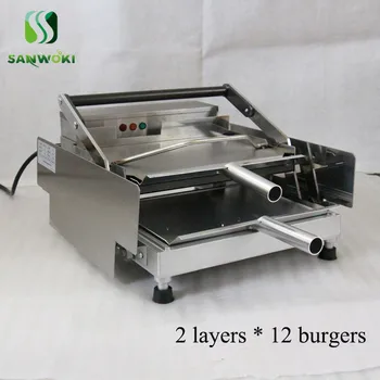 2 vrstvy* 12 hamburgery obchodné dvojvrstvové elektrické veľký hamburger baker stroj na výrobu burger stroj S Non-Stick Pan