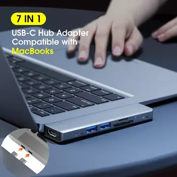 USB 3.0 Typ-C Rozbočovač HDMI Adaptér 4K USB C Dokovacej Stanice s Nábojom 3.0 TF SD Slot Čítačky PD pre MacBook Pro/Vzduch 2018 - 2020