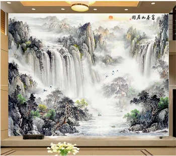wellyu Vlastnú Tapetu papier peint nástenná maľba Atmosférických umelecké krajinomaľbou Fuchun Mountain Residence pozadí na stenu