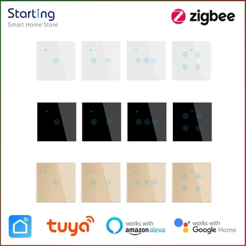 Zigbee Tuya Smart Touch Prepínač 1/2/3gang EÚ Pre LED Svetlo Smart Život APLIKÁCIU Diaľkové Ovládanie Práce S Alexa Domovská stránka Google Yandex Alice
