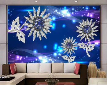 beibehang tapety na steny 3 d Blue Diamond Šperky, Šperky abstraktných nástenná maľba Slnečnice Pozadí Dekorácie, Tapety