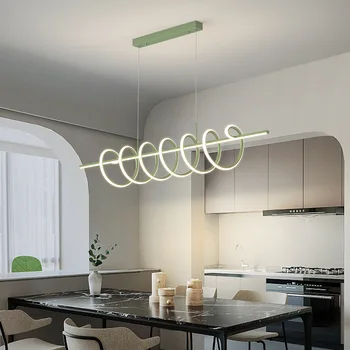 Jedáleň Prívesok Svetlá Nordic Kuchynské Doplnky Zelená Závit LED Osvetlenie Zariadenie prijímacej Miestnosti Stropné Závesné Lampy