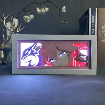 Genshin Vplyv Yae Miko Led Light Box pre Miestnosti Dekorácie Rez Papiera Tieňový Box Cool Darček k Narodeninám Lightbox Nočná Lampa Noc