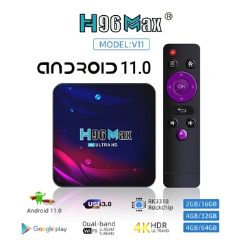 Nové HD Smart TV Box Android 11 H96 Max RK3318 2.4 G 5G Wifi, BT 4.0 4 GB 32 GB 8 GB 64 GB H96max 8K TV Box, Play Google Android 11.0