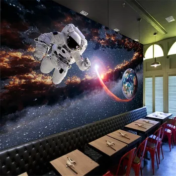 USA Astronaut Planéta, Vesmír, Hviezdna 3D Foto Tapety, Bar, Reštaurácia Stenu Papier 3D Obývacia Izba, Spálňa Decor nástenná maľba Tapety