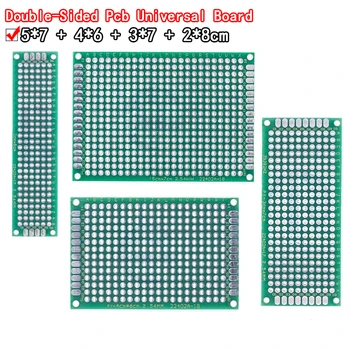 Dropshipping 4pcs 5x7 4x6 3x7 2x8cm dvojité Bočné Medi prototyp pcb Univerzálnej Doske Laminátové dosky pre Arduino