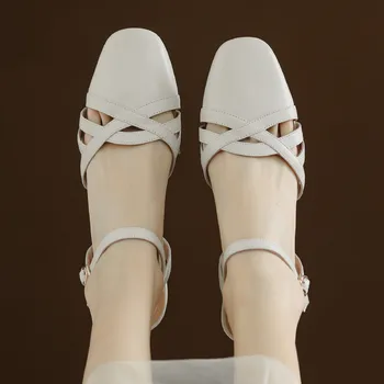 Dámske originálne kožené britský štýl duté-out lete členok popruh sandále bežné ženské denne obuv obuv pre ženy predaj