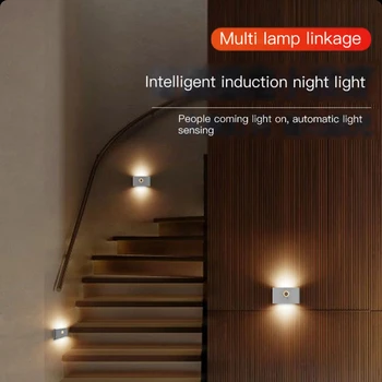 Bezdrôtové Prepojenie Indukčné Nočné Svetlo USB Nabíjateľné Pohybový Senzor LED Nástenné Svietidlo Pre Kuchyňa, Schodisko, Chodby, Spálne, Kúpeľňa
